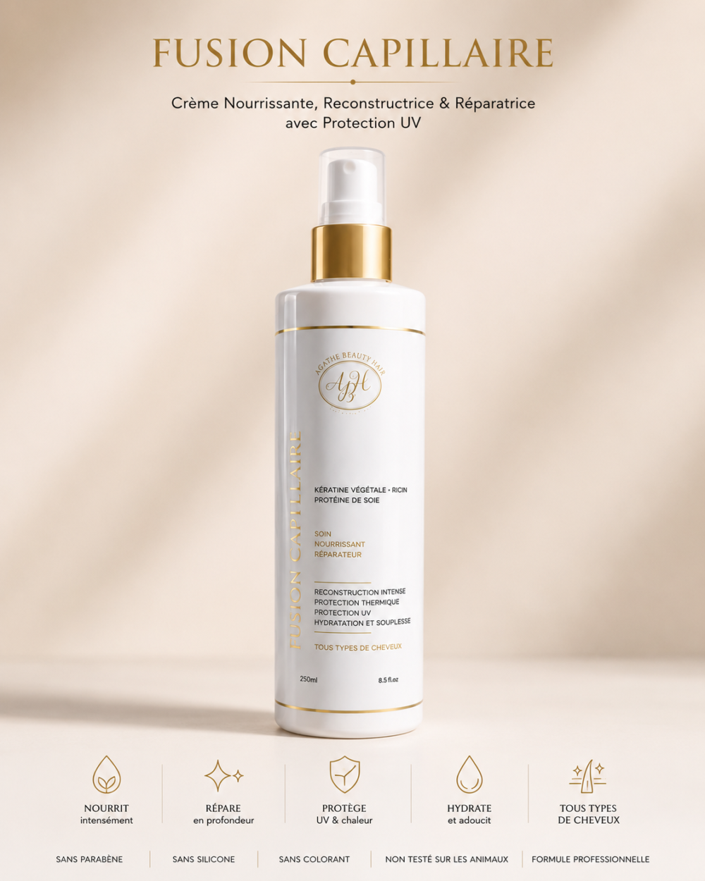 file_00000000c04c81f491bc8f99c2ffb76e FUSION CAPILLAIRE – Crème Nourrissante, Reconstructrice & Réparatrice avec Protection UV – Agathe Beauty Hair, photo 2