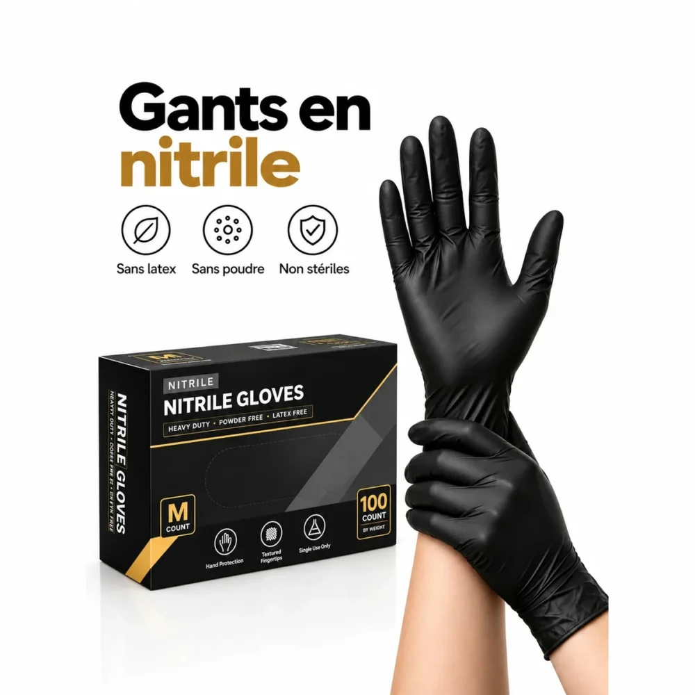gants-nitrile-noirs-boite-100-taille-m Gants en nitrile noirs, boîte de 100, taille M